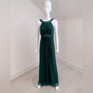Dessy Bridesmaid #2889-size 10-Hunter green Lux chiffon/sequin-NWT.